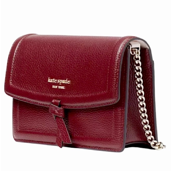 Kate Spade Deep Red bag Leather Crossbody Bag sm Knott details perfect fall NWT - Picture 4 of 15